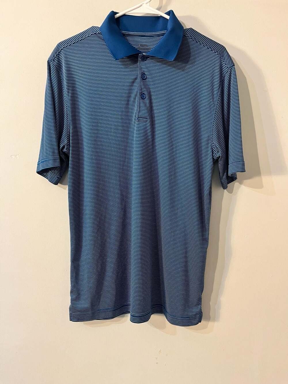 Slazenger Blue and White Striped Golf Polo Shirt Short Sleeve 003-0095
